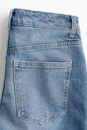 Women's High Waist Light Blue Mid Length Denim Shorts