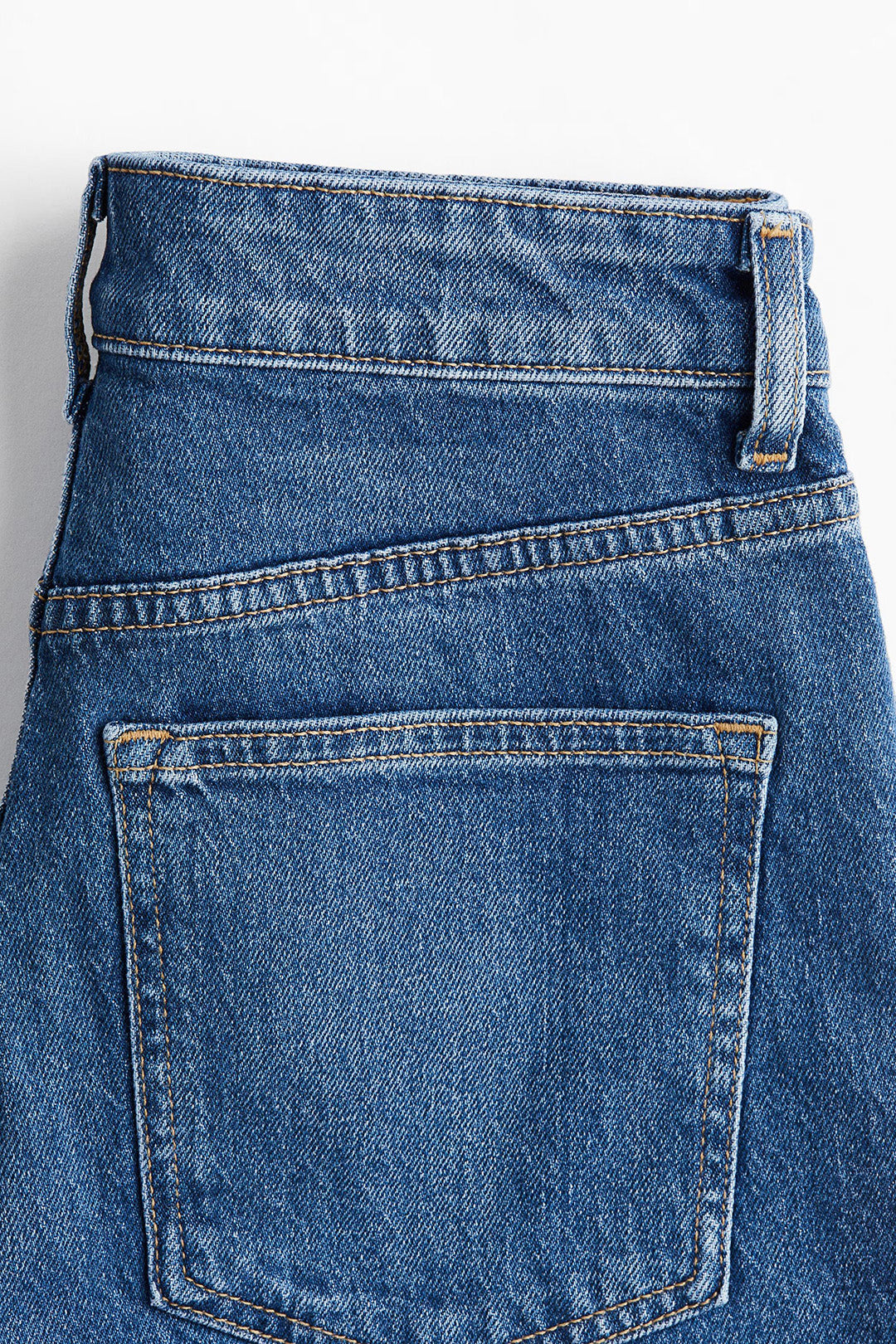 Women's Mid Blue Longline High Waist Denim Shorts