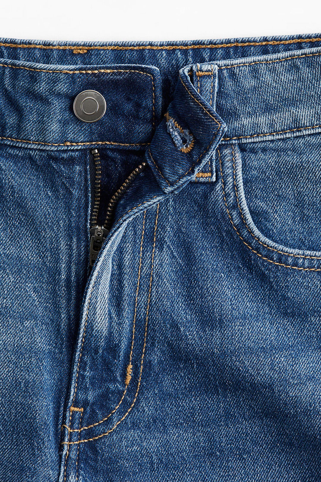 Women's Mid Blue Longline High Waist Denim Shorts