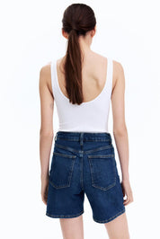 Women's Dark Blue High Waist Loose Fit Denim Shorts