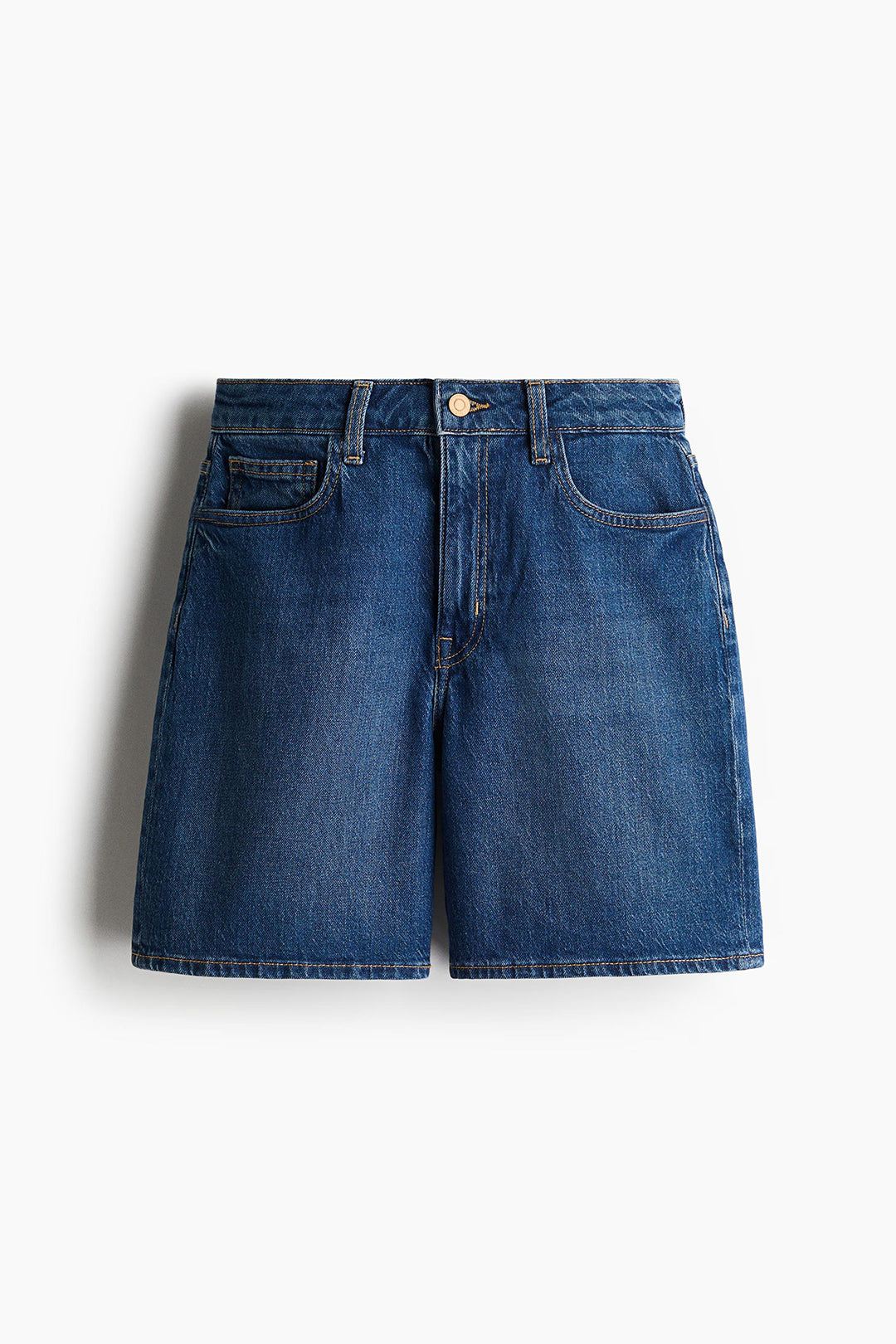 Women's Dark Blue High Waist Loose Fit Denim Shorts