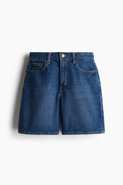 Women's Dark Blue High Waist Loose Fit Denim Shorts