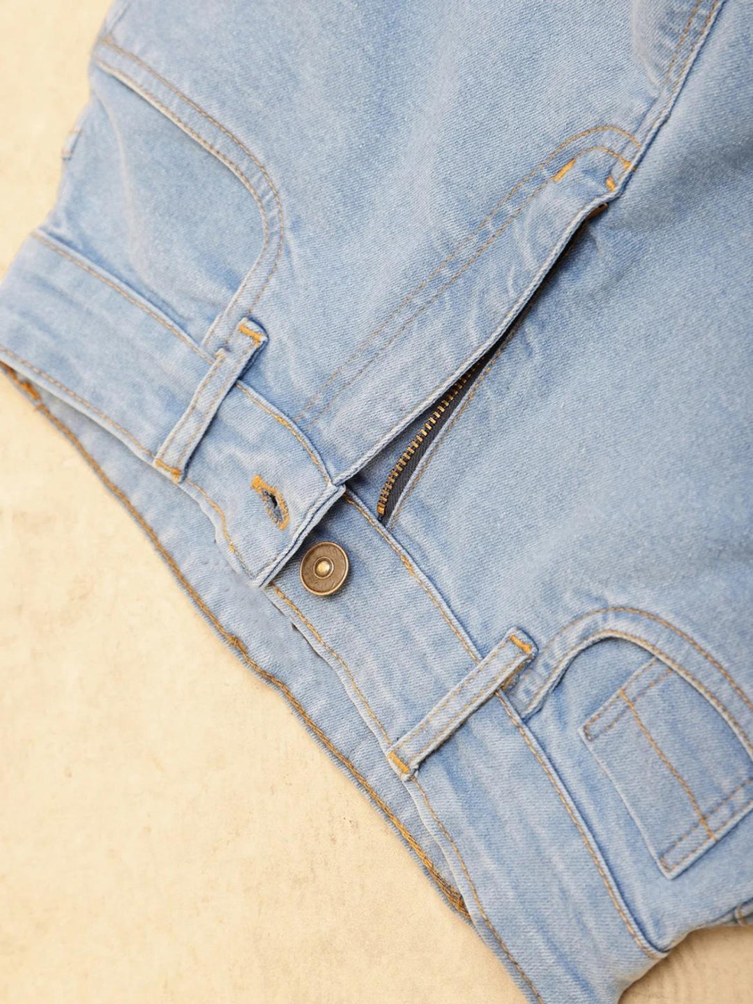 Women's Light Blue Stretch High Waist Denim Shorts