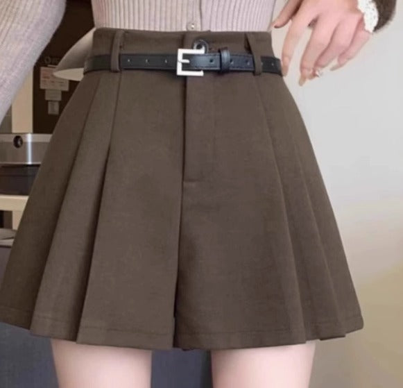 Women's High Waist Pleated Tailored Shorts Dark Mauve