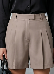 Women's High Waist Pleated Tailored Shorts Dark Mauve