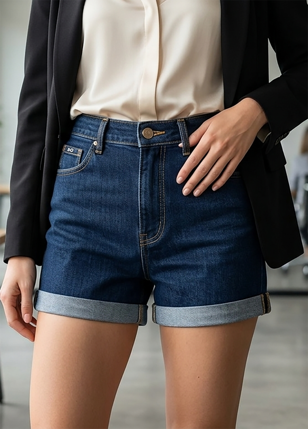 Dark Wash High-Rise Denim Shorts