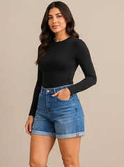 Medium Wash Blue Denim Shorts