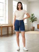 Button-Fly Denim Shorts With Pockets