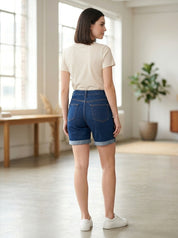 Button-Fly Denim Shorts With Pockets