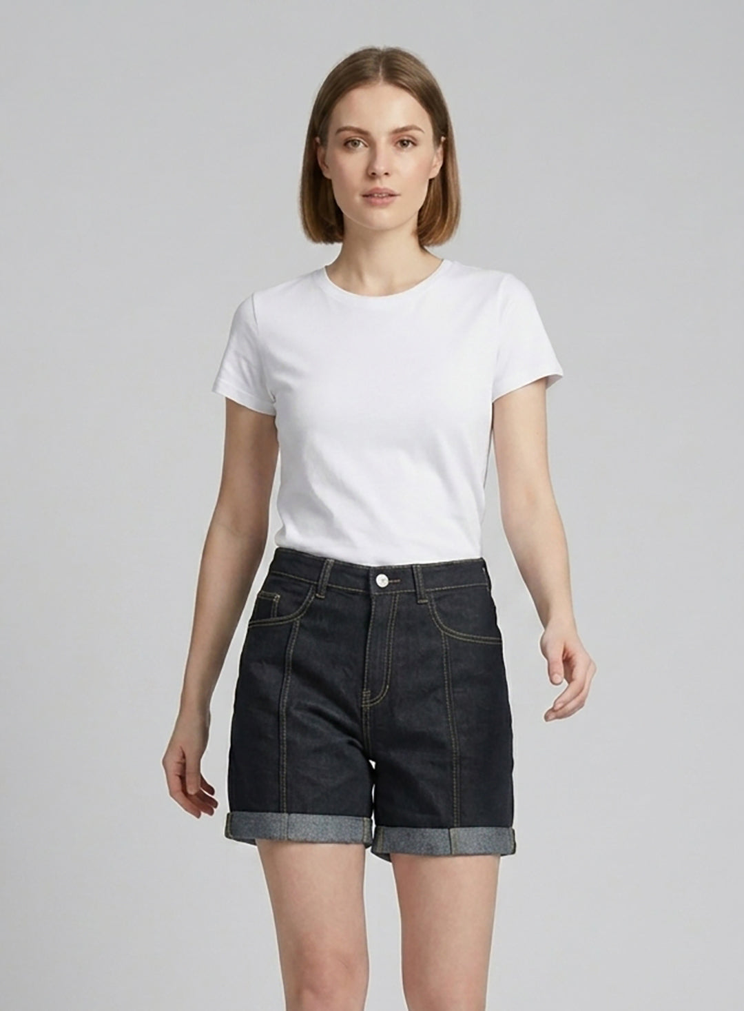 Raw Denim Contrast Stitch Shorts
