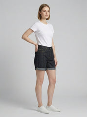 Raw Denim Contrast Stitch Shorts