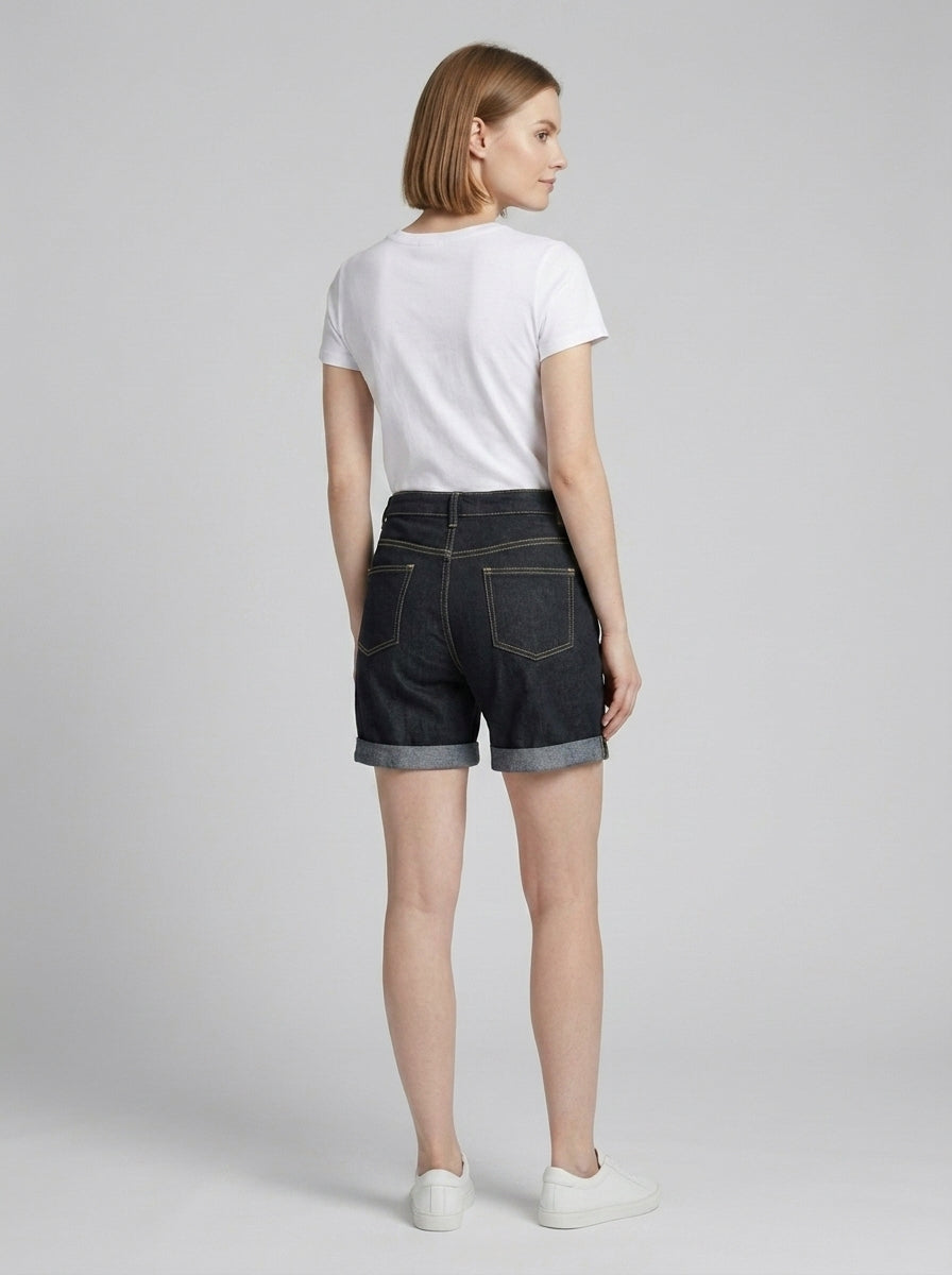 Raw Denim Contrast Stitch Shorts