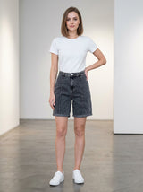 Charcoal Denim Seamed Bermuda Shorts