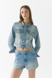 Light Wash Denim Jacket & Shorts