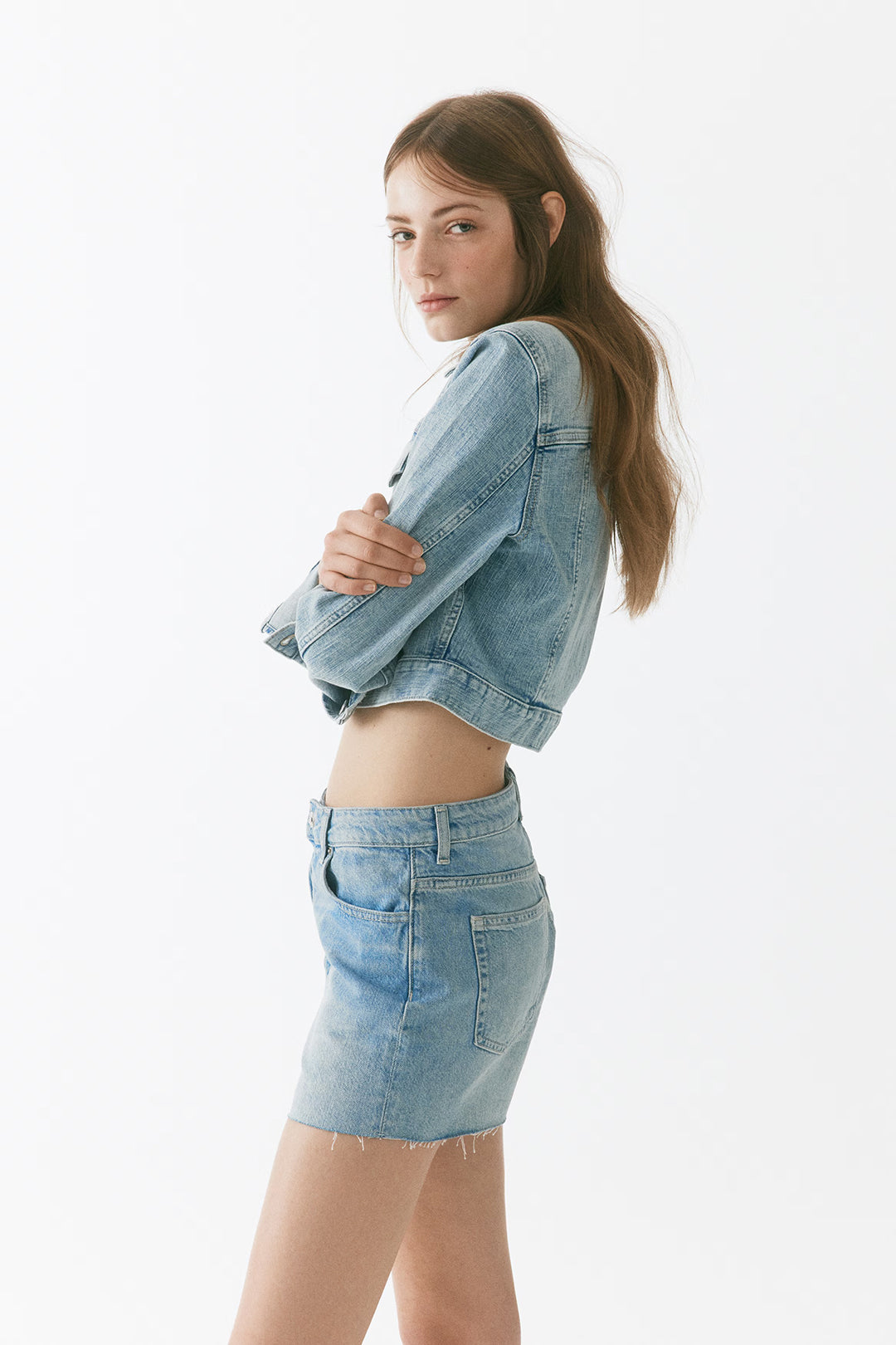 Light Wash Denim Jacket & Shorts