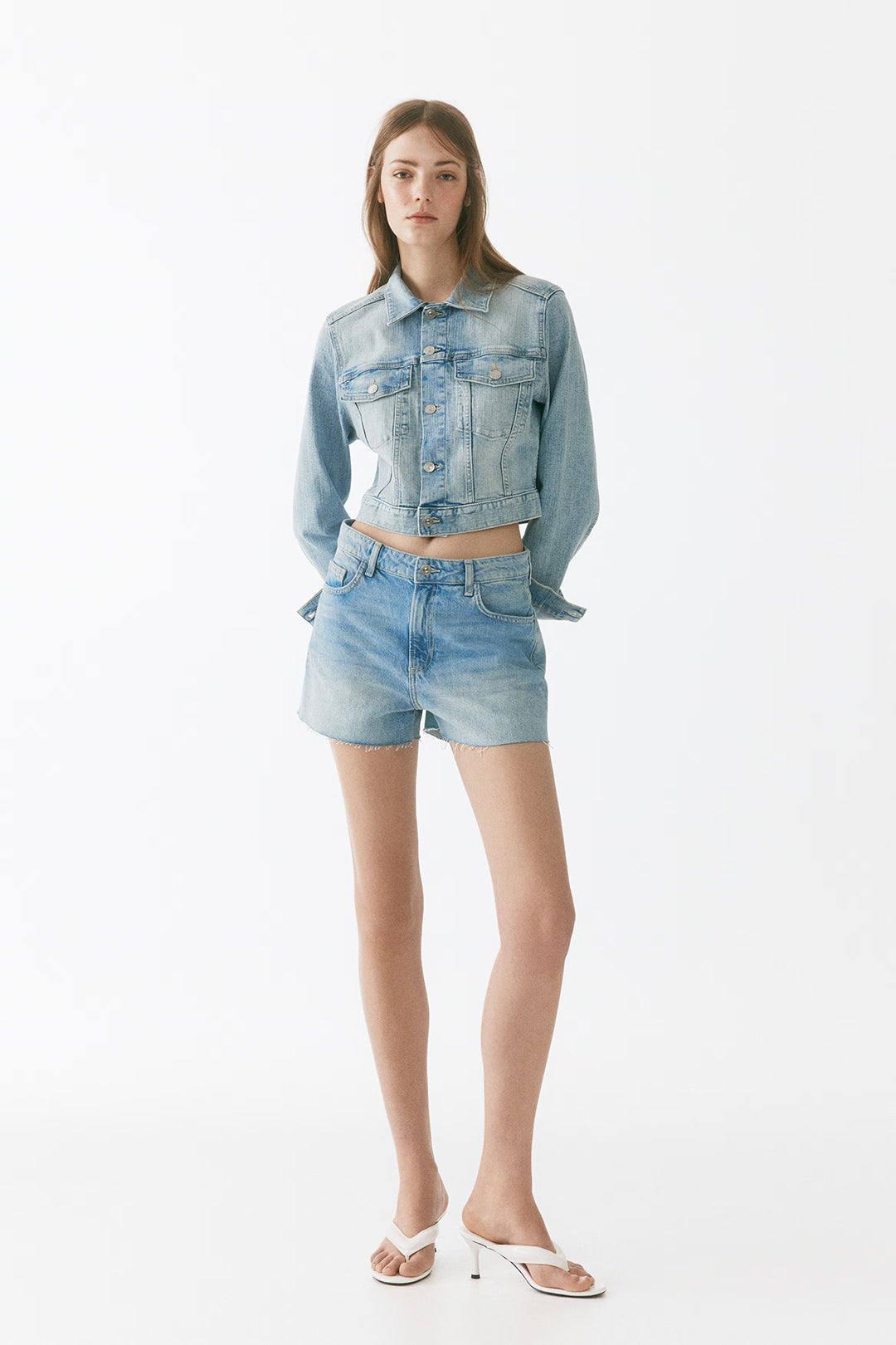 Light Wash Denim Jacket & Shorts