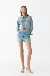 Light Wash Denim Jacket & Shorts