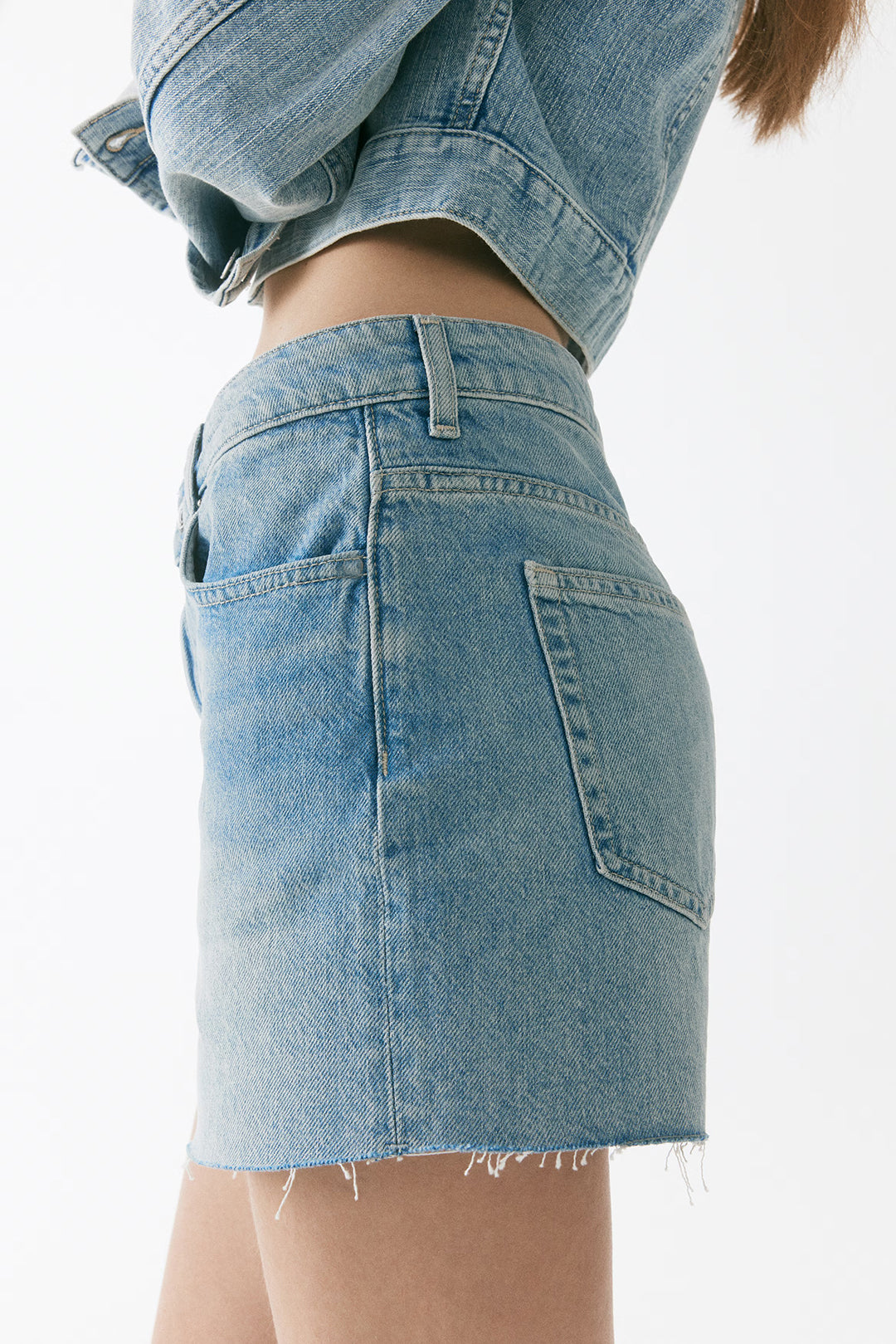 Light Wash Denim Jacket & Shorts