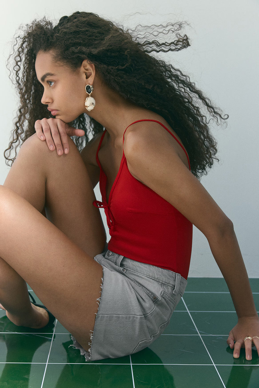 Grey Raw Hem Denim Shorts