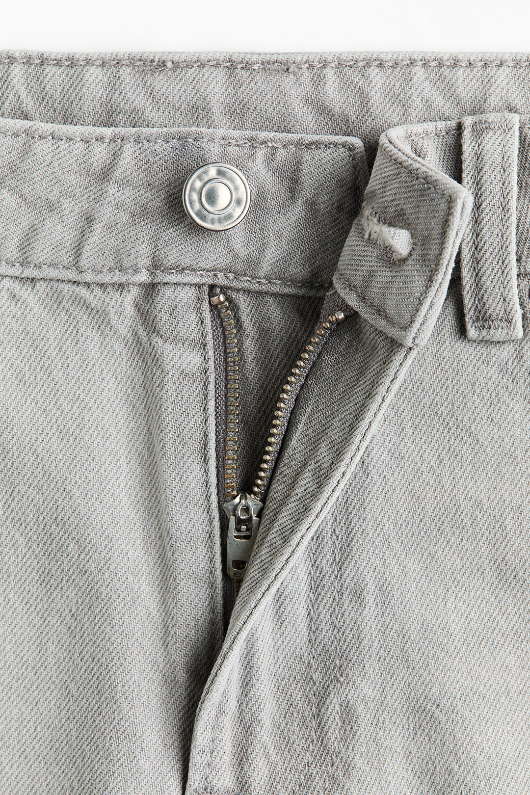 Grey Raw Hem Denim Shorts