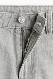 Grey Raw Hem Denim Shorts
