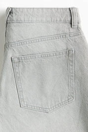 Grey Raw Hem Denim Shorts