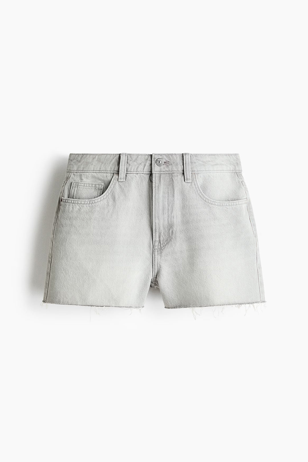 Grey Raw Hem Denim Shorts