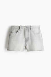 Grey Raw Hem Denim Shorts