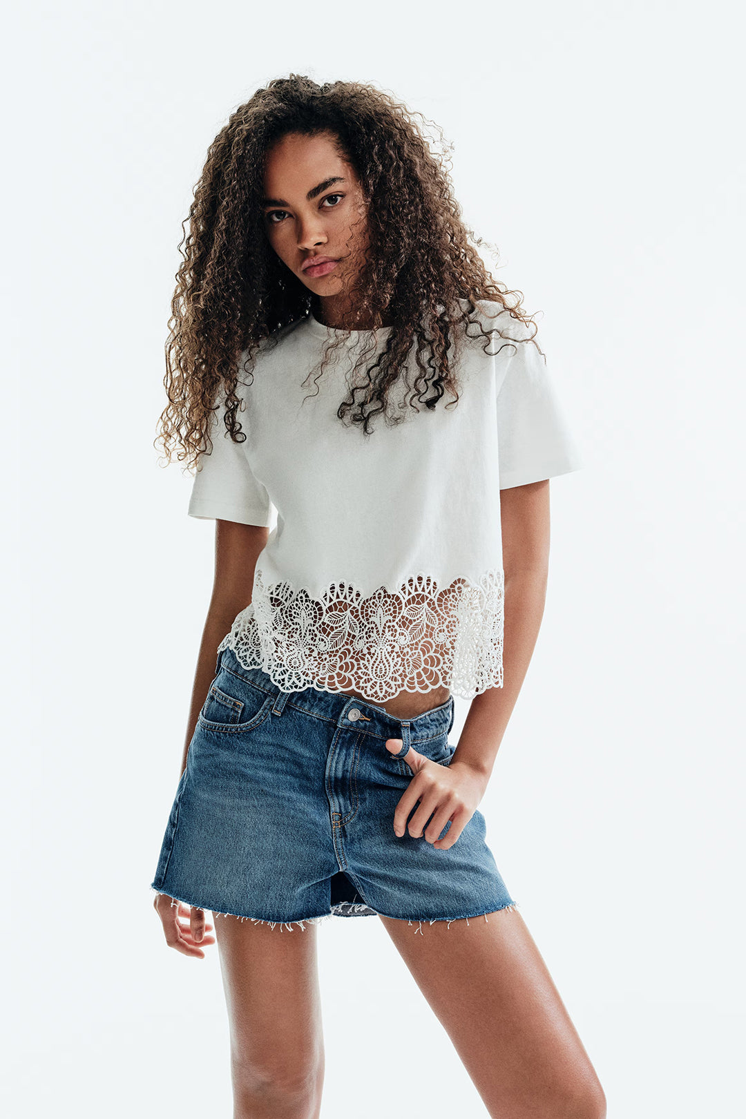 Denim Mini Skirt Raw Hem