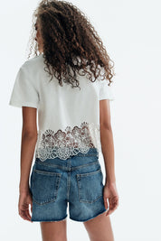 Denim Mini Skirt Raw Hem
