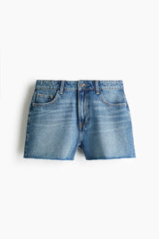 Denim Mini Skirt Raw Hem