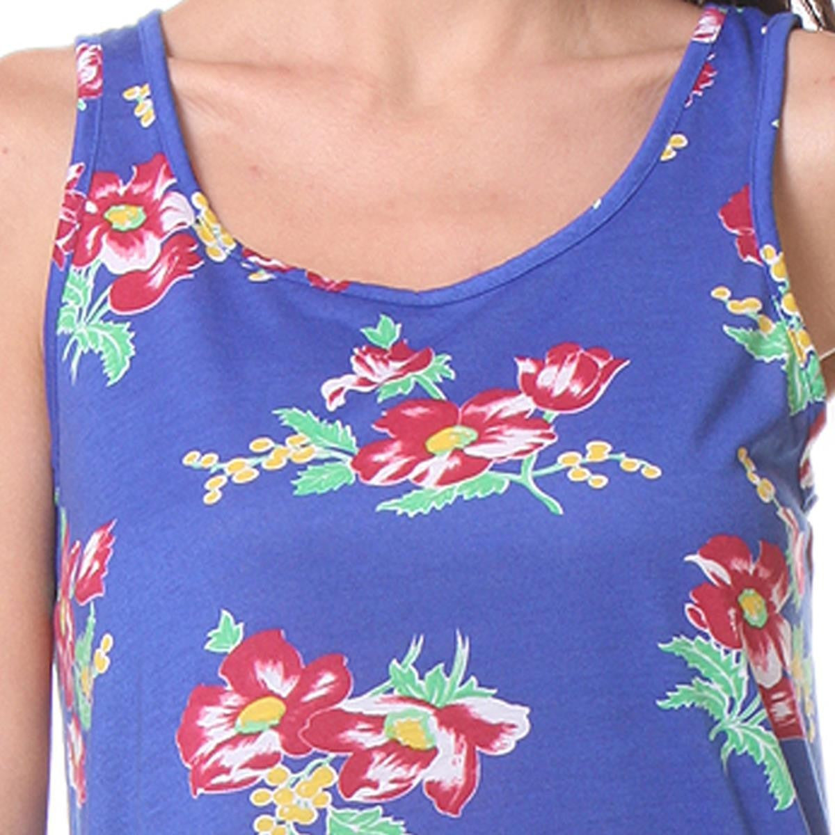 KOTTY Casual Sleeveless Floral Print Women Blue Top 