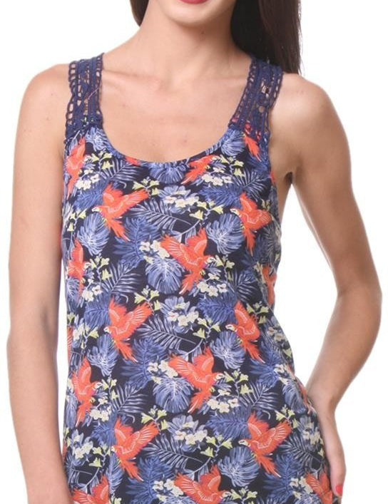 KOTTY Casual Sleeveless Printed Women Blue Top 