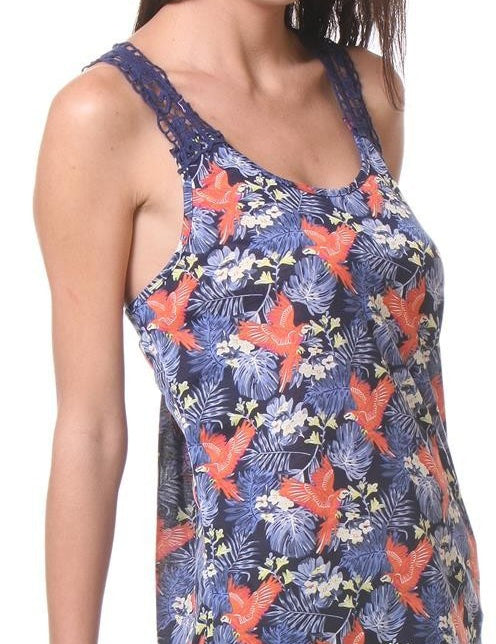 KOTTY Casual Sleeveless Printed Women Blue Top 