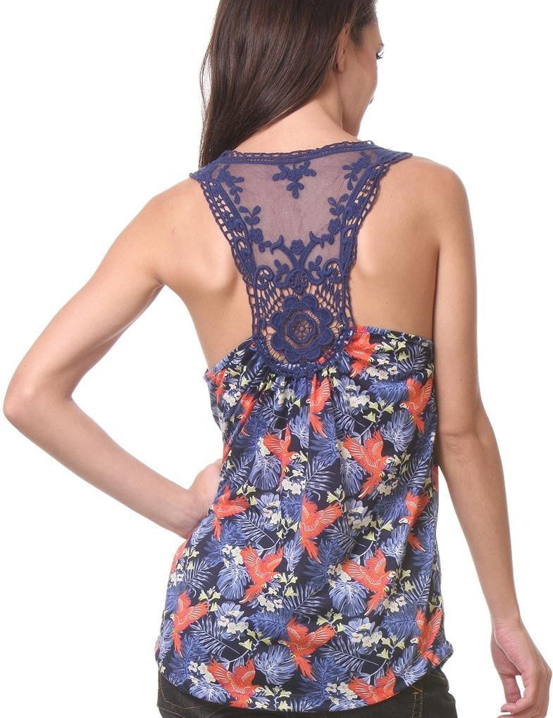 KOTTY Casual Sleeveless Printed Women Blue Top 