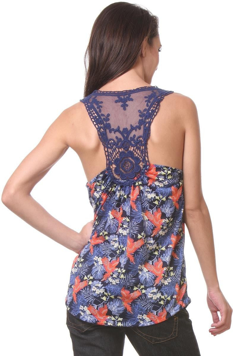 KOTTY Casual Sleeveless Printed Women Blue Top 