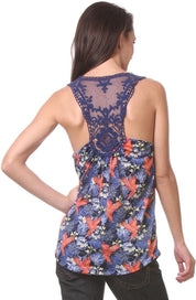 KOTTY Casual Sleeveless Printed Women Blue Top 