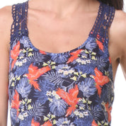 KOTTY Casual Sleeveless Printed Women Blue Top 