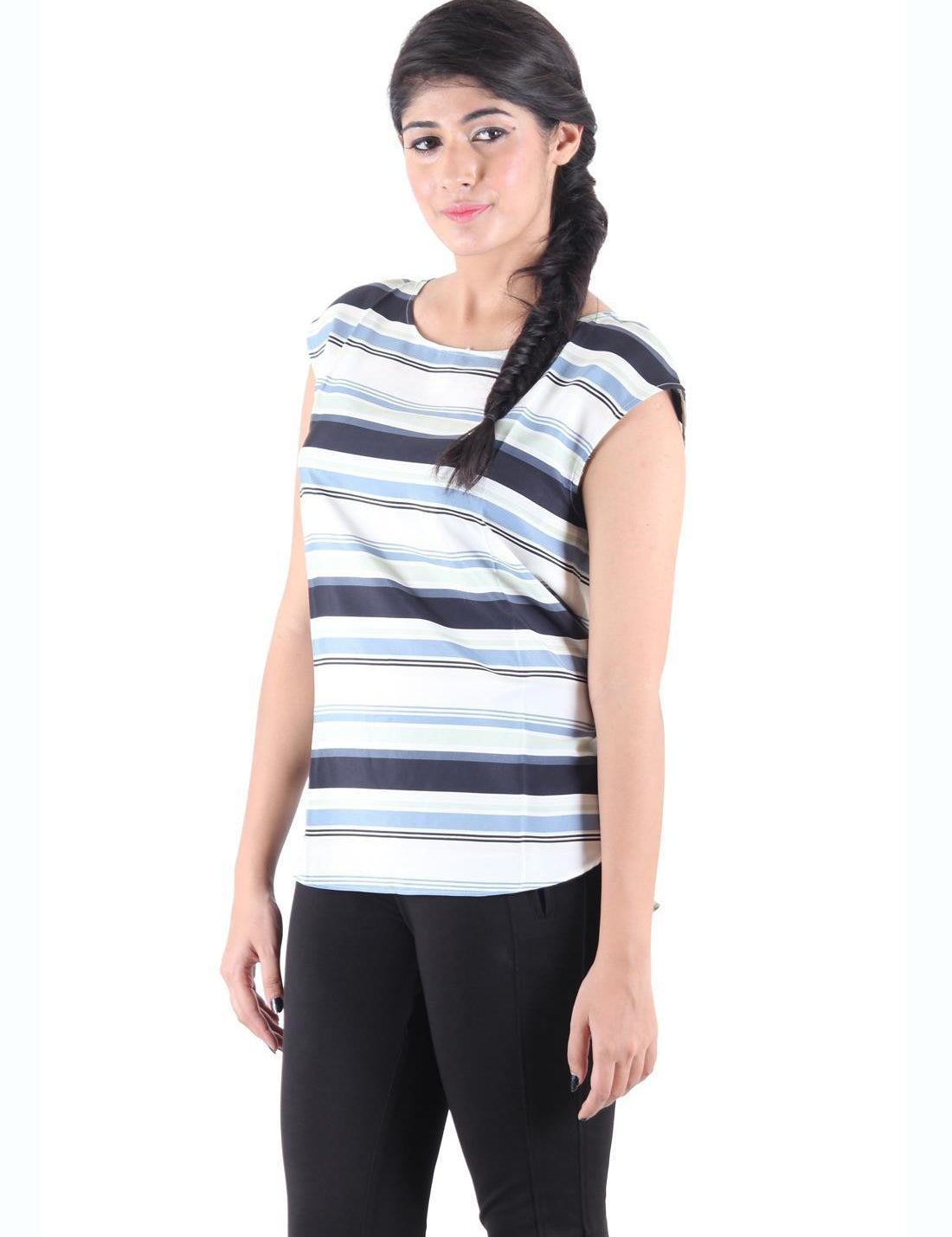KOTTY Party Sleeveless Self Design Women Black Top 