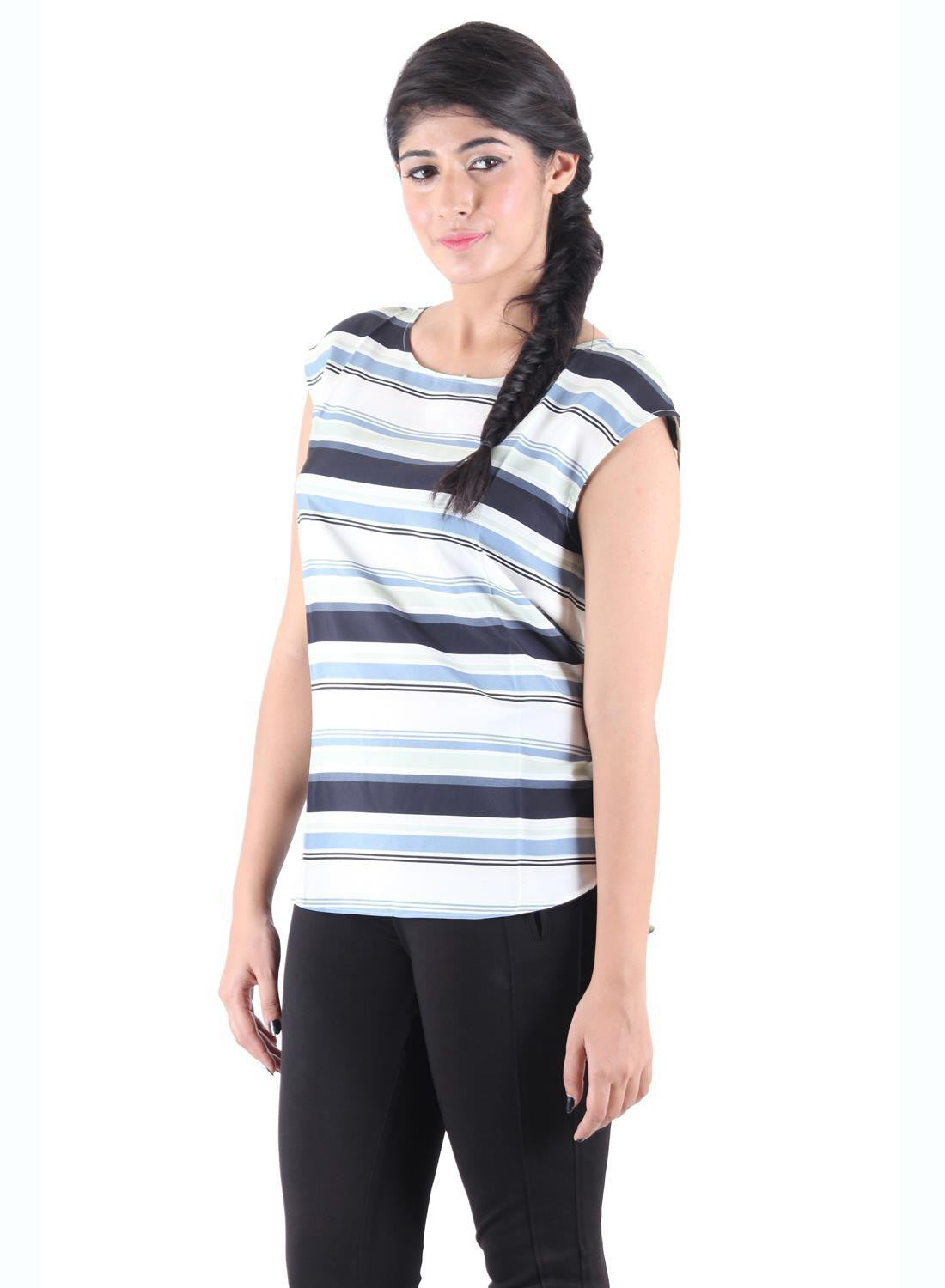KOTTY Party Sleeveless Self Design Women Black Top 