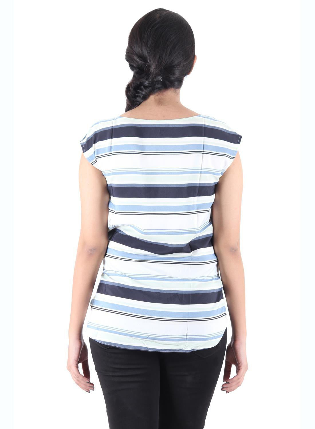 KOTTY Party Sleeveless Self Design Women Black Top 