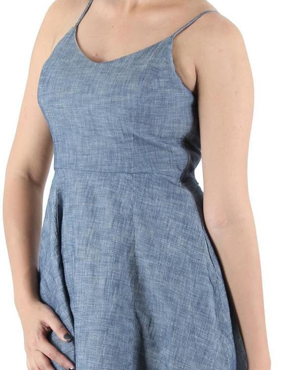 KOTTY Party Sleeveless Self Design Women Blue Top 