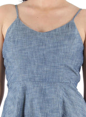 KOTTY Party Sleeveless Self Design Women Blue Top 