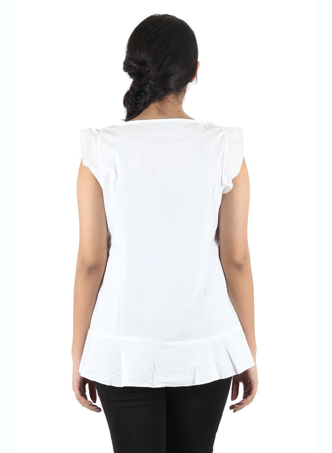 KOTTY Party Sleeveless Self Design Women White Top 