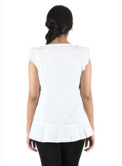 KOTTY Party Sleeveless Self Design Women White Top 