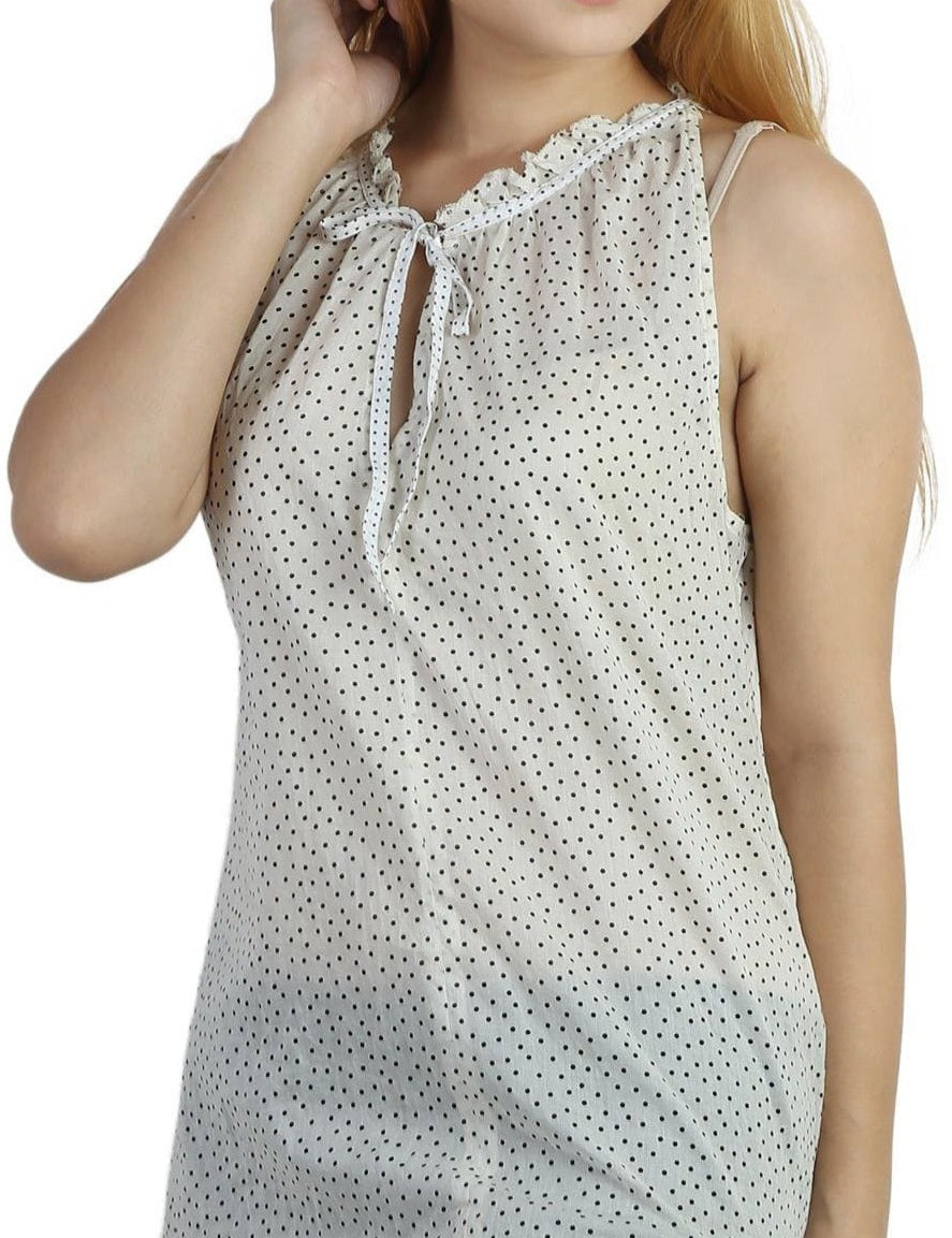 KOTTY Casual No Sleeve Polka Print Women Multicolor Top 