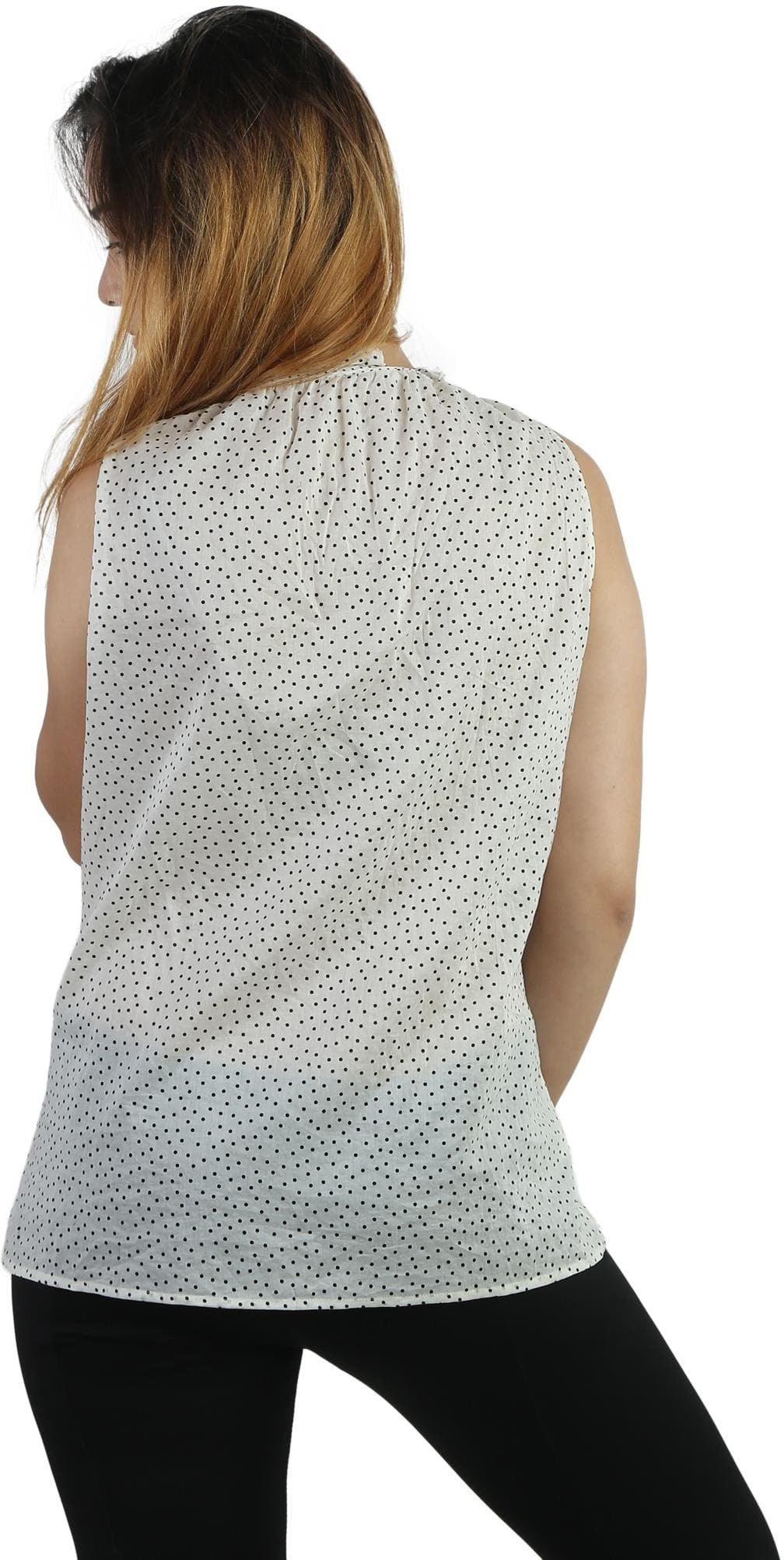 KOTTY Casual No Sleeve Polka Print Women Multicolor Top 