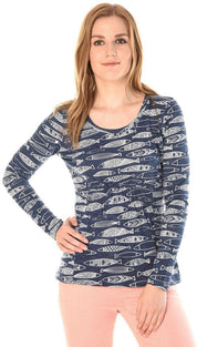 KOTTY Casual Full Sleeve Printed Women Blue Top 