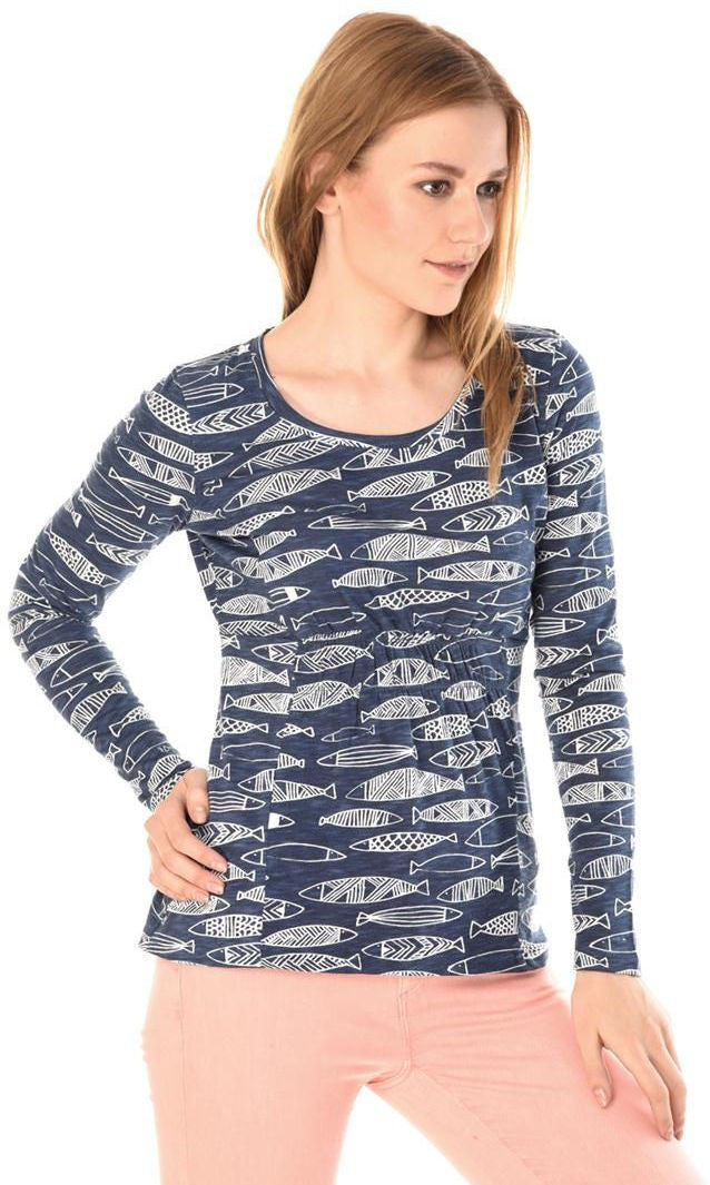 KOTTY Casual Full Sleeve Printed Women Blue Top 