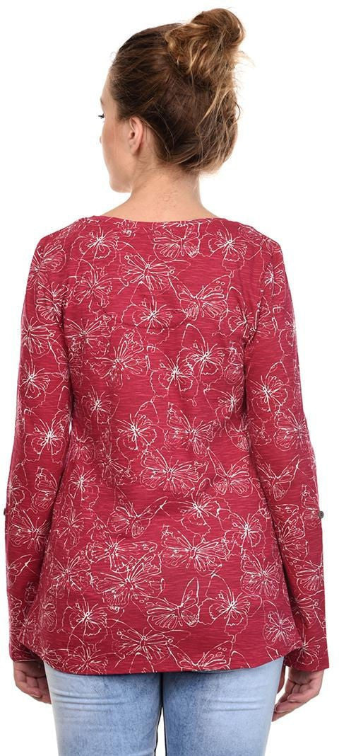 KOTTY Casual Full Sleeve Printed Women Red Top 